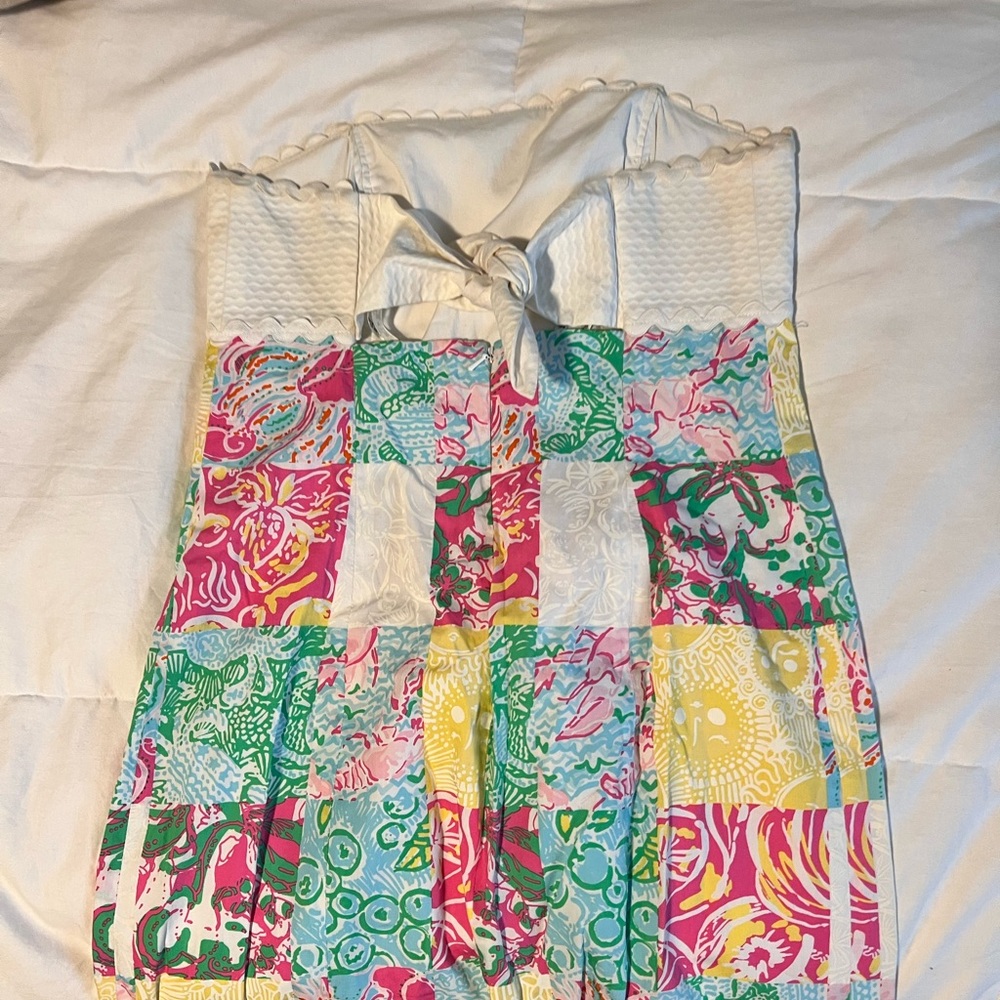 Colorful Patchwork Strapless Dress - image 4